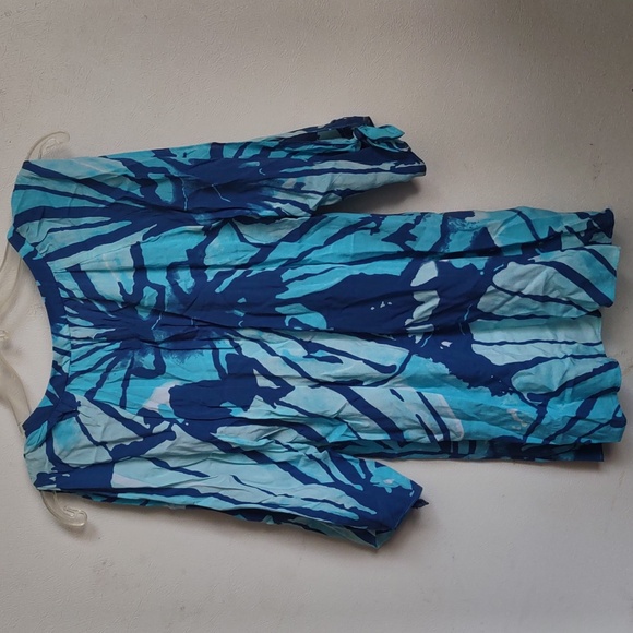 Lilly Pulitzer XS Blue Paisley Tunic Top - 3/4 Sleeve Asymmetrical Hem - Picture 6 of 8